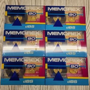 Memorex DBS 90 Minute Blank Cassette Tape Audio Sealed New Old‎ Stock Vtg